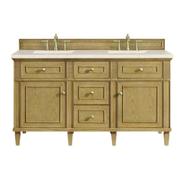 James Martin Vanities 60'' Double Vanity, Light Natural Oak w/ 3 CM Eternal Marfil Quartz Top 424-V60D-LNO-3EMR - main